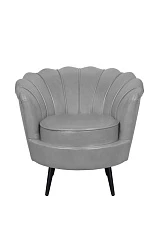 купить стильное Низкое кресло ракушка Pearl Grey V2 на черных ножках в интернет-магазине