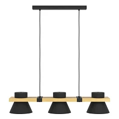 43956 Люстра MACCLES, 3X15W (E27), L780, B180, H1100, сталь, дерево, черный, коричневый в интерьере