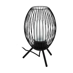 Уличная настольная лампа FUSIGNANO, E27, 1X28W, IP44, H410, ?265, нержавеющая сталь, черный/стекло с гравировкой, белый
