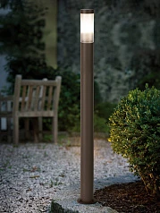 купить 900987 Уличный напольный светильник с датчиком движения HELSINKI, 1X15W (E27), IP44, H1100, нержавеющая сталь, коричневый/пластик, черный полупрозрачн