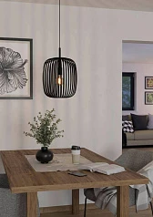 купить 900494 Подвесной потолочный светильник ROMAZZINA, 1x40W, E27, H1100, ?325, сталь, черный