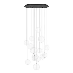 купить стильные 390333 Люстра диммируемая ESPARDELLO, 6X5,4W (LED), 3000K, 3060lm, ?580, сталь, черный/стекло, прозрачный