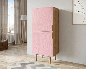 фото Вертикальный комод с двумя дверками "Line" LN05/GR1/pink в интерьере