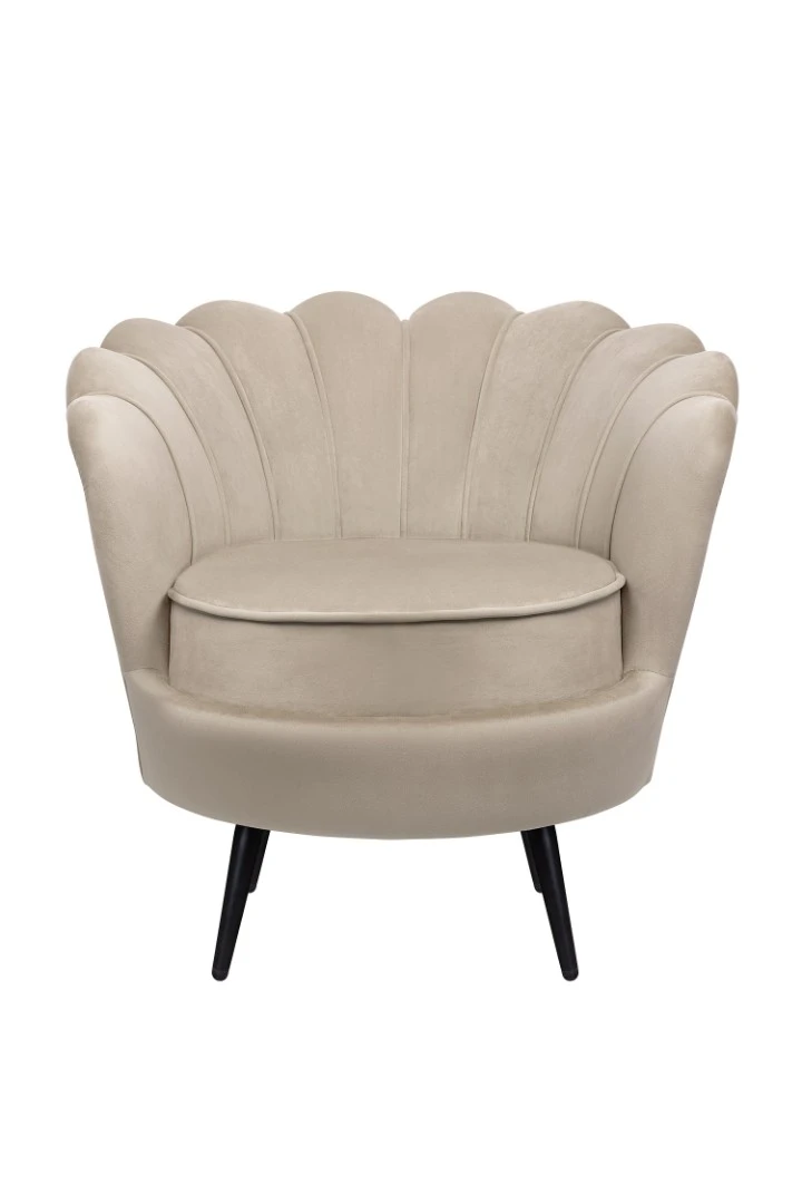 Низкое кресло ракушка Pearl Taupe на черных ножках на заказ в интернет-магазине