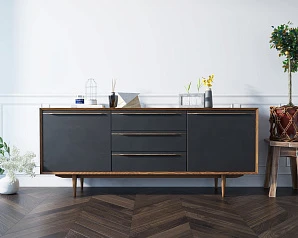 красивые Комод "Brun Black" с тремя ящиками и дверками арт BR-03/Black