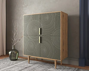 купить Большой комод с четырьмя дверками "Line" R19/browngrey в интернет-магазине