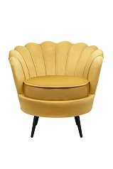 купить красивое Низкое кресло ракушка Pearl Yellow на черных ножках в интернет-магазине