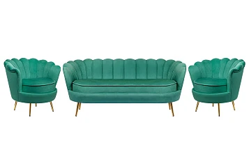 Комплект кресел и дивана ракушка Pearl Triple Green V2 в интерьере