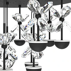 купить 390278 Люстра диммируемая PIANOPOLI 2, 10X2,3W (LED), 3000K, 2800lm, L870, B120, H1500, сталь, черный/переливающееся стекло, прозрачный в интернет-магазине