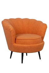 заказать Низкое кресло ракушка Pearl Orange Boucle на черных ножках