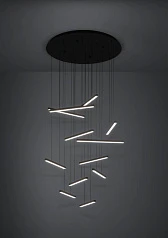 красивые 390351 Люстра диммируемая LINDOZA, 12X8,4W (LED), 3000K, 12000lm, ?780, сталь, черный/пластик, белый