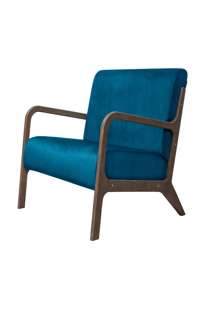 Низкое кресло с деревянными подлокотниками Mody Marine цвет синий на заказ в интернет-магазине
