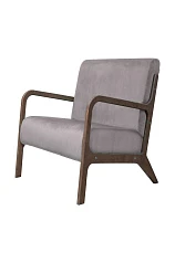 Низкое кресло с деревянными подлокотниками Mody Grey серый на заказ