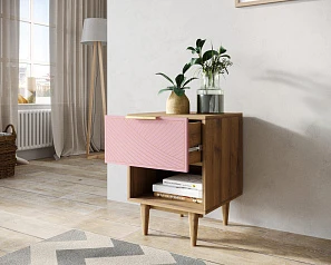 купить стильные Тумбочка с верхним ящиком "Line" LN10/GR1/pink в интернет-магазине