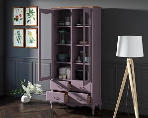 Шкаф Leontina Lavanda для посуды высокий 4 ящика  арт ST9355/4L в интерьере