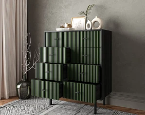 стильные Комод на восемь ящиков "Emerson" арт EM20/green/L