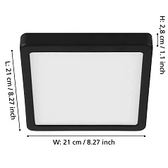 купить красивые 900587 Накладной светильник диммируемый FUEVA 5, 17W (LED), 3000K, L210, B210, H28, сталь, черный / пластик, белый в интернет-магазине