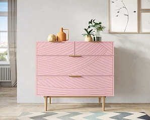Комод с четыремя ящиками "Line" LN14/GR1/pink в интерьере