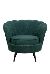 красивые Низкое кресло ракушка Pearl зеленый Boucle на черных ножках
