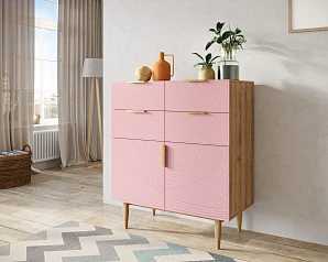 Большой комод с четырьмя ящиками и дверками "Line" LN17/GR1/pink на заказ в интернет-магазине
