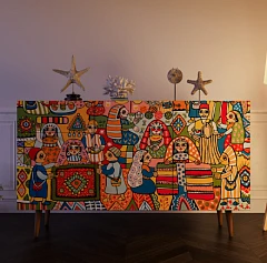 купить стильные Комод "Berber" с двумя дверками и ящиками принт 1 арт BB17/Print_01 в интернет-магазине