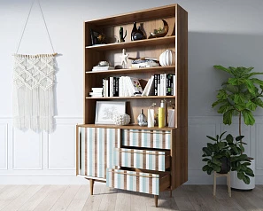 купить стильные Стеллаж "Bruni print 1" с дверками арт BR-01/print_1