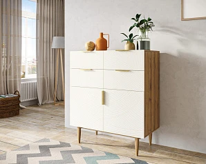 Большой комод с четырьмя ящиками и дверками "Line" LN17/GR1/beige в интерьере
