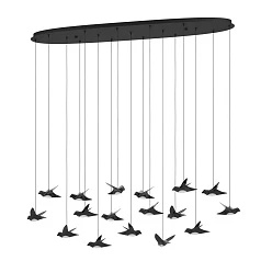 купить 390353 Люстра диммируемая PARATEBUENO, 17X3W (LED), 3000K, 6460lm, L1480, B260, H2200, сталь, черный/сталь, пластик, черный никель, сатинированный