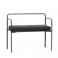 БАНКЕТКА СО СПИНКОЙ HUBSCH, ТКАНЬ / МЕТАЛЛ, ЧЕРНЫЙ