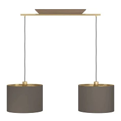 заказать 390336 Люстра SANTANDRIA, 2X40W (E27), L1050, B350, H1500, сталь, дерево, матовая латунь, коричневый/текстиль, капучино, латунь