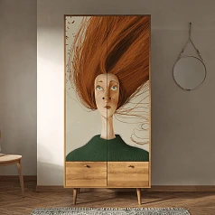 Шкаф двухстворчатый "Berber Art Рыжая девушка" арт BB16/Art1 на заказ в интернет-магазине