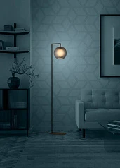 купить 390254 Торшер с ножным выключателем ARANGONA, 1X40W (E27), H1715, сталь, черный/матовое стекло, серый