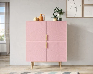 купить Большой комод с четырьмя дверками "Line" LN03/GR1/pink в интернет-магазине