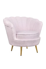 Низкое кресло ракушка Pearl Pink Boucle