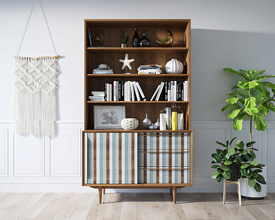 Стеллаж "Bruni print 1" с дверками арт BR-01/print_1
