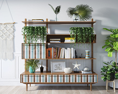 Стеллаж "Bruni print 1" с ящиками арт BR-20/print_1