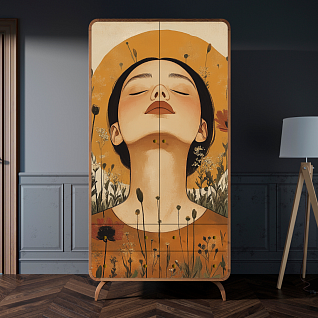 Шкаф в скандинавском стиле "Ellipse Print" с ящиками арт EL15/Art09